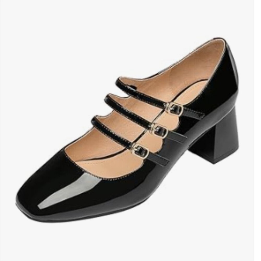 YDN Triple Strap Black Heels